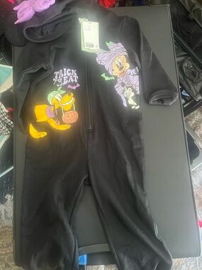 H&M Black Halloween Minnie & Pluto Kids One-Piece Footie